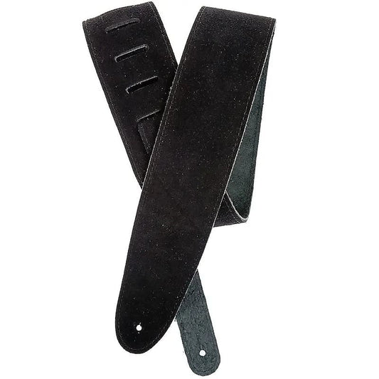 D'Addario Deluxe Leather Guitar Strap Black with Contrast Stitch