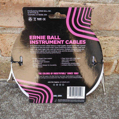 Ernie Ball 10ft Straight Angle Inst Cable White