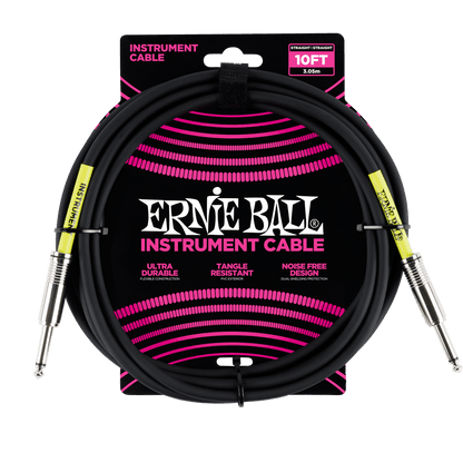 Ernie Ball 10ft Straight Straight Inst Cable Black