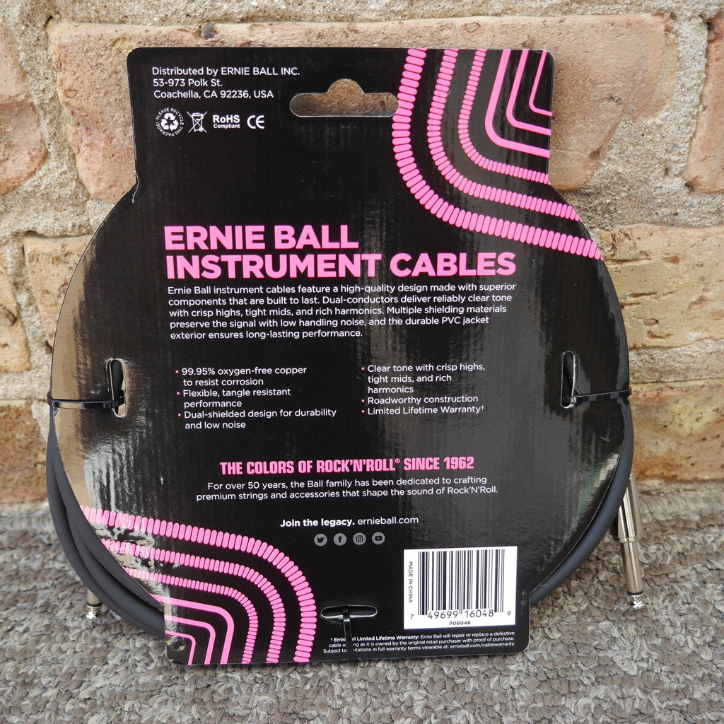 Ernie Ball 10ft Straight Straight Inst Cable Black