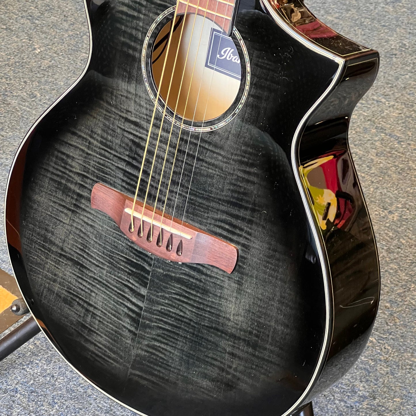 Ibanez AEWC400 Acoustic-Electric Guitar - Transparent Black Sunburst High Gloss