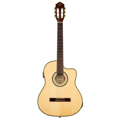 Ortega Guitars 6 String Family Series Pro Solid Top Thinline Acoustic-Electric Nylon Classical Guita