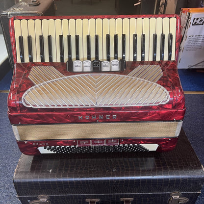 Hohner POLKA Piano Accordion Red w/case 1960s