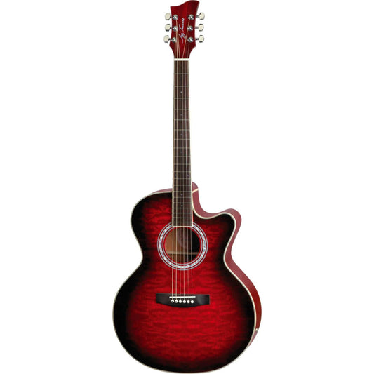 Jay Turser Guitar Auditorium QT CE Acoustic Guitar Red Sunburst