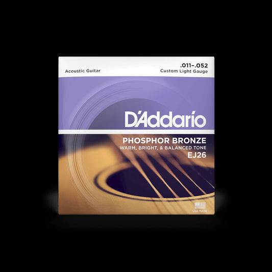 D'Addario EJ26 Custom Light Gauge Acoustic Strings 11-52