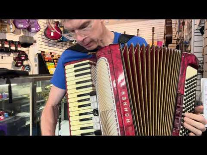 Hohner POLKA Piano Accordion Red w/case 1960s