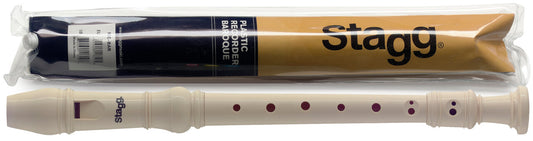 Soprano recorder with baroque fingering, cream beige