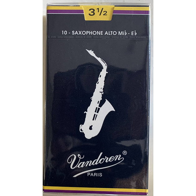 Vandoren Alto Saxophone Reeds Strength 3 1/2, Box of 10